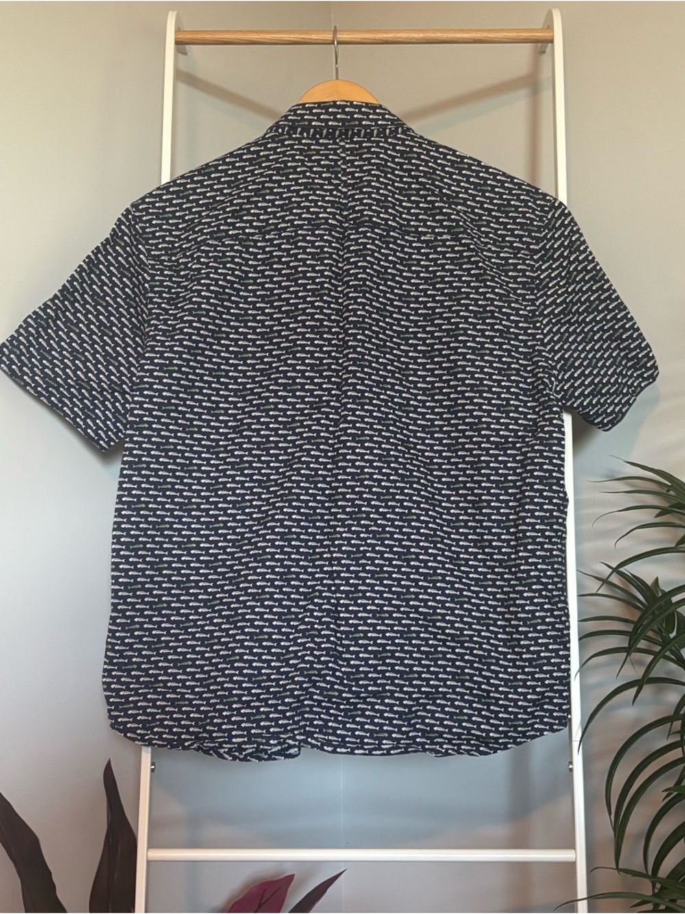 Johnston & Murphy Navy Short-Sleeve Button-Down, Fish Bone Print - Picture 6 of 16